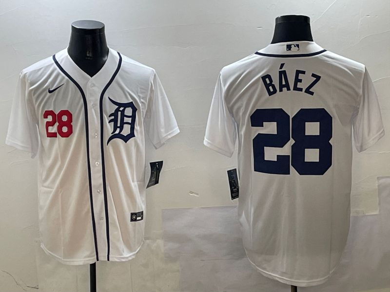 Men Detroit Tigers #28 Baez White Game 2025 Nike MLB Jersey style 2->detroit tigers->MLB Jersey